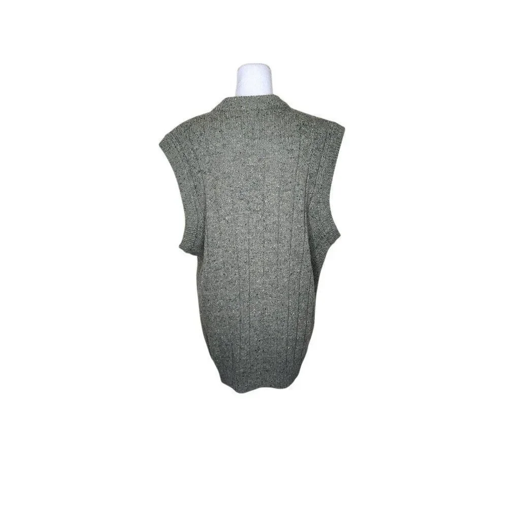 Vintage 90s Acrylic Button Up Sweater Vest Mens Size L Green Grunge Norm Core